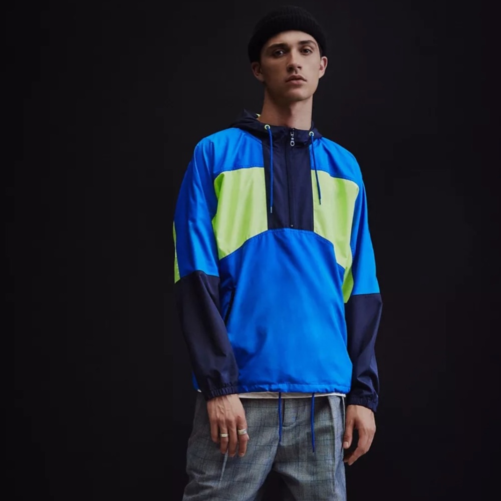 Urban Outfitters UO ‘90s Green Colorblocked Anorak Windbreaker Jacket